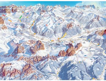 Pistenplan Dolomiten - Val di Fassa