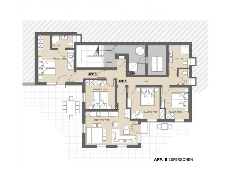 Ferienwohnung Alpensteinbock Kombination von 3 Wohnungen