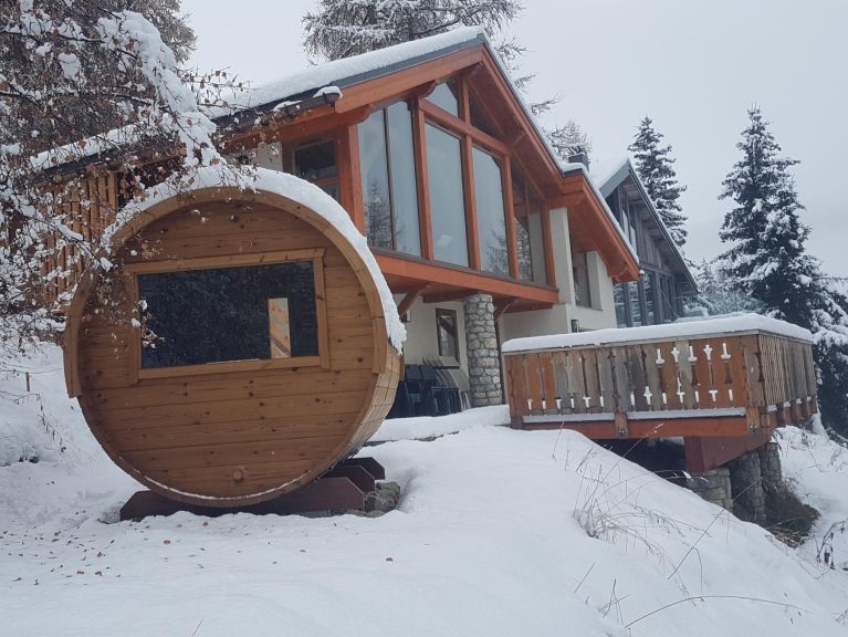 Ferienhaus De Vallandry Le Vent en Poupe mit Außensauna