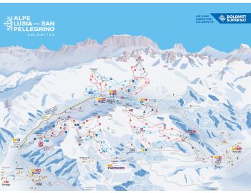 Pistenplan Dolomiten - Alpe Lusia-San Pellegrino